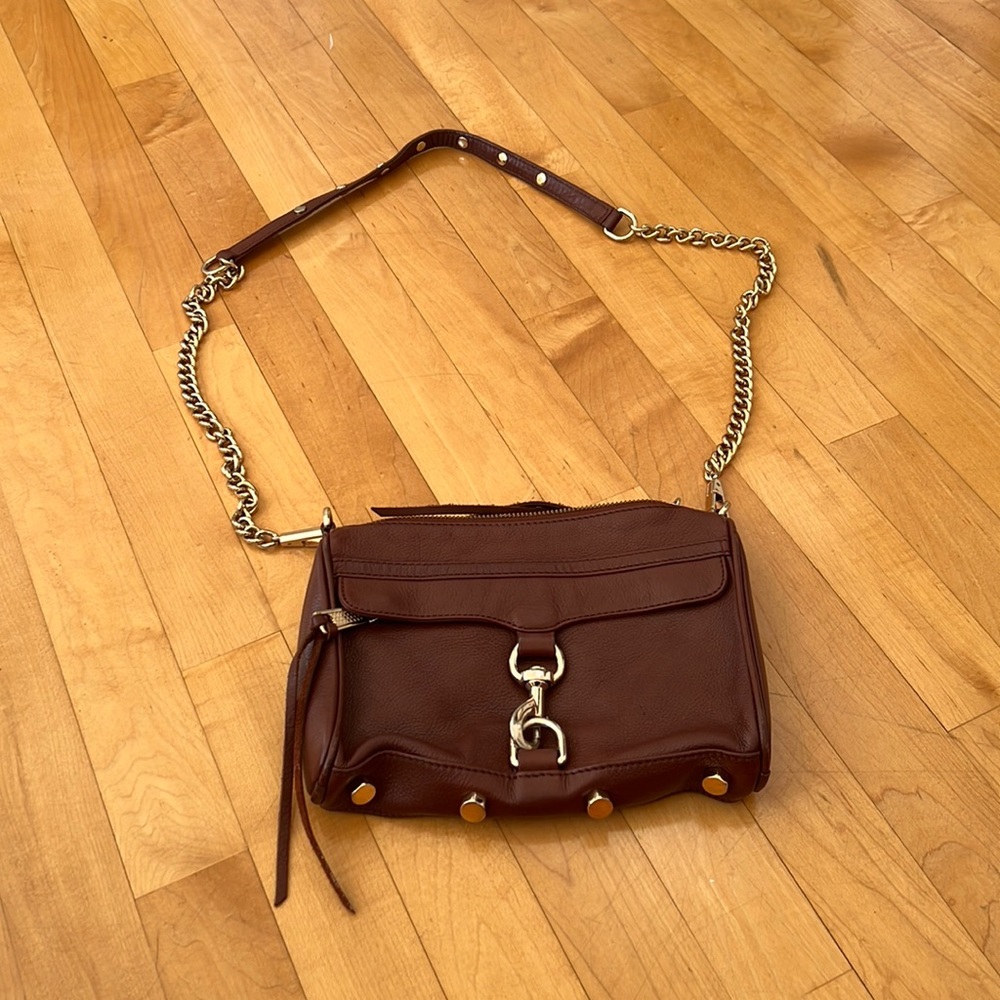 Rebecca Minkoff brown mini mac crossbody purse